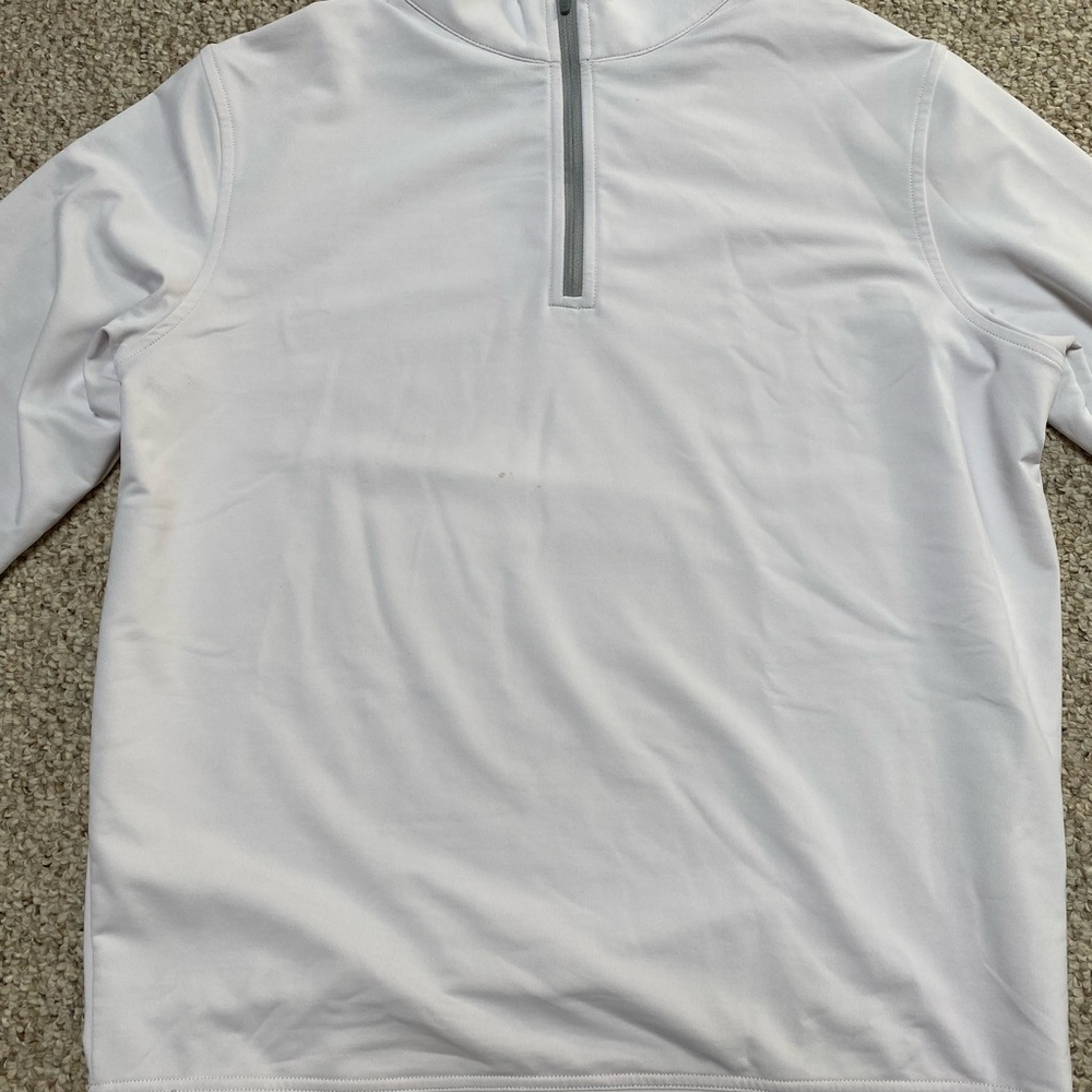 Peter Millar White and Gray Quarter-Zip Pullover